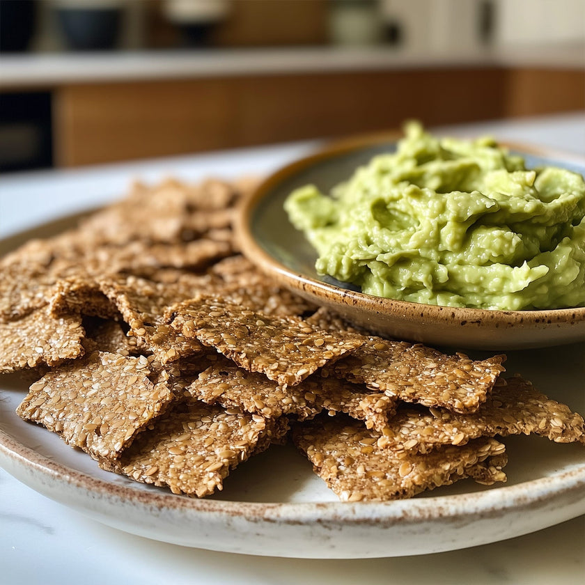 Leinsamen-Cracker mit Avocado-Dip Bild
