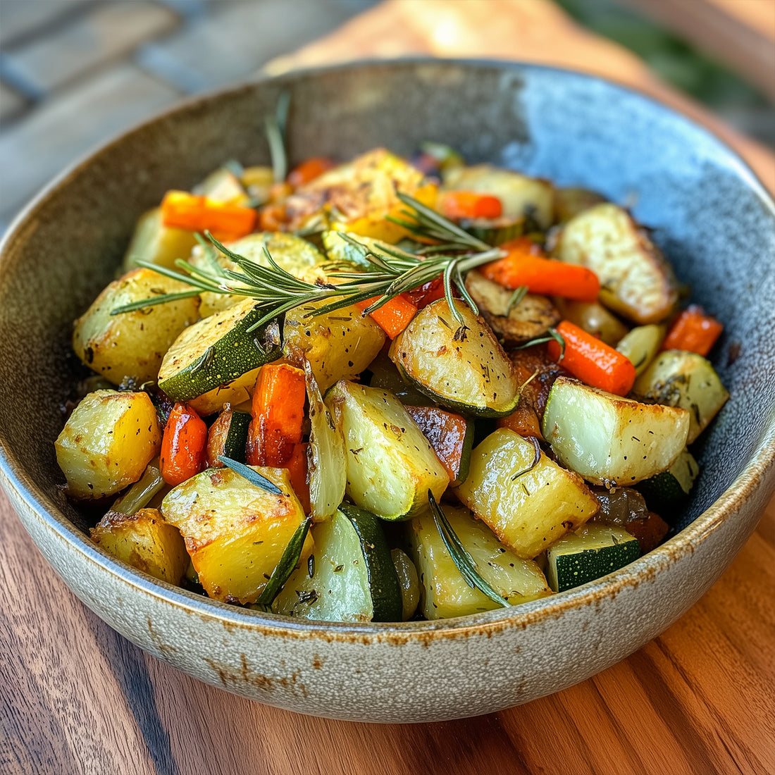 Gebratene Kartoffeln mit Gemüse